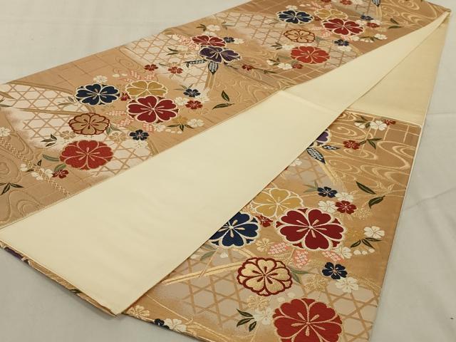 平和屋着物◎六通柄袋帯　唐織　舞花文　金糸　正絹　逸品　AABC4421ou
