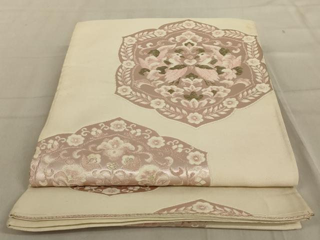 平和屋着物◎六通柄袋帯　唐織　鳳凰花文　銀糸　正絹　逸品　AABC4430ou