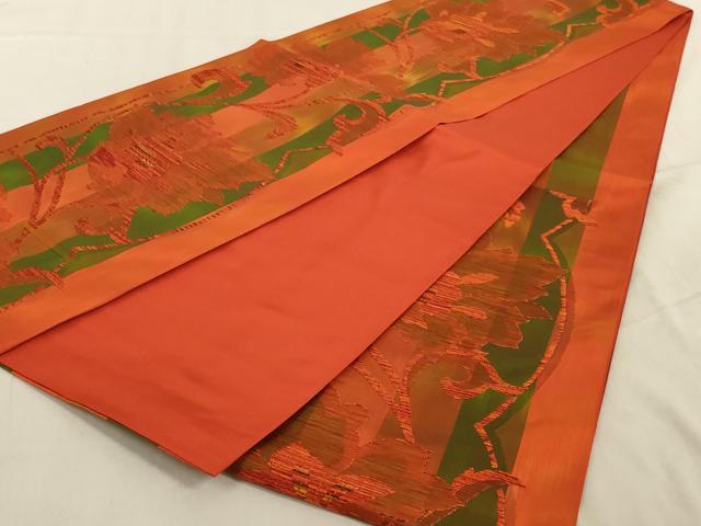 平和屋着物◎六通柄袋帯　唐織　草花文　正絹　逸品　未使用　AABC4437ou