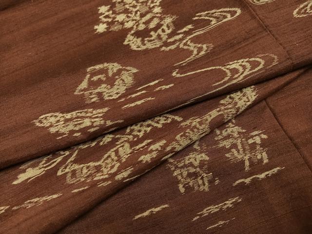 平和屋着物●上質な紬　風景草木文　正絹　逸品　AABC4443ph