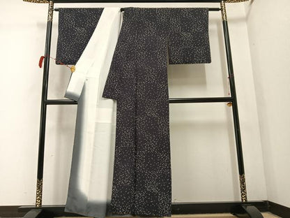 平和屋着物●上質な小紋　霞文　正絹　逸品　AABC4446ph