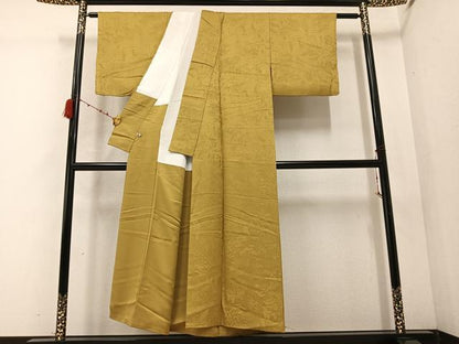 平和屋着物●上質な色無地 人物風景樹林地紋 桑染色 さが美扱い 正絹 逸品 AABC4449ph