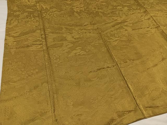 平和屋着物●上質な色無地 人物風景樹林地紋 桑染色 さが美扱い 正絹 逸品 AABC4449ph