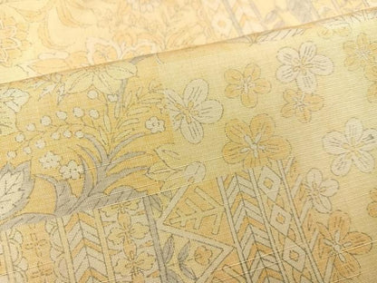 平和屋着物●上質な小紋 紬地 更紗花文 正絹 逸品 AABC4468ph