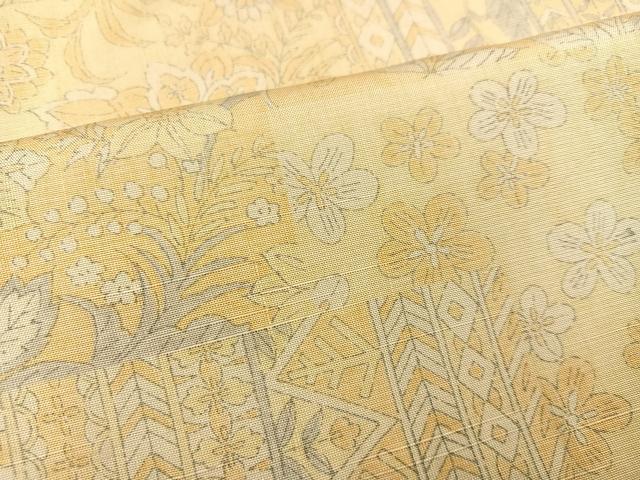 平和屋着物●上質な小紋 紬地 更紗花文 正絹 逸品 AABC4468ph