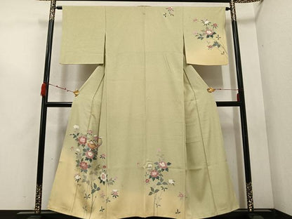 平和屋着物●訪問着 友禅 鴛鴦枝花文 暈し染め 金銀彩 正絹 逸品 AABC4471ph