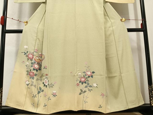平和屋着物●訪問着 友禅 鴛鴦枝花文 暈し染め 金銀彩 正絹 逸品 AABC4471ph