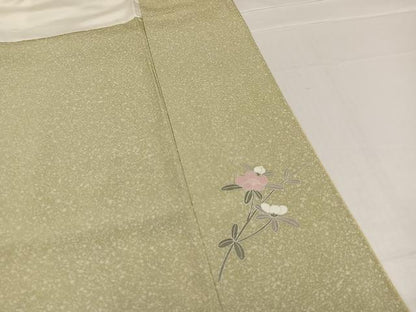 平和屋着物●訪問着 友禅 鴛鴦枝花文 暈し染め 金銀彩 正絹 逸品 AABC4471ph