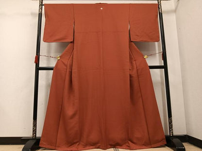 平和屋着物●上質な色無地　雀茶色　正絹　逸品　未使用　AABC4476ph