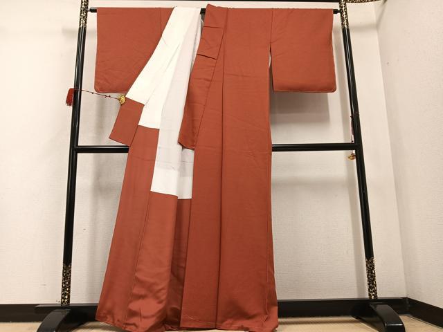 平和屋着物●上質な色無地　雀茶色　正絹　逸品　未使用　AABC4476ph