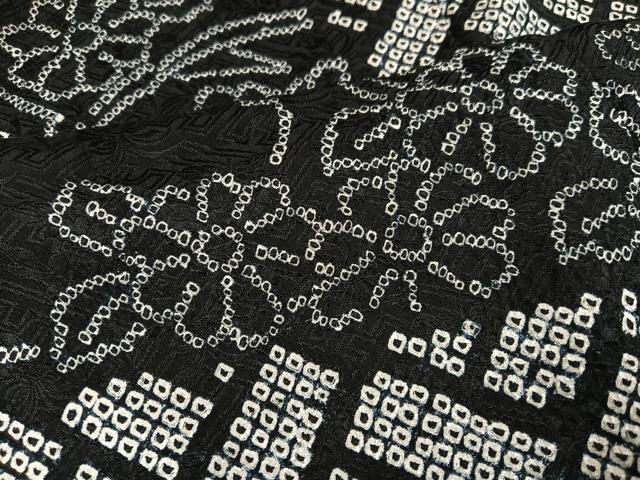 平和屋着物●豪華振袖　総絞り　草花文　黒地　正絹　逸品　AABI2616cs