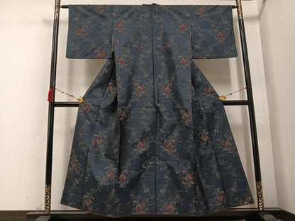 平和屋着物●本場大島紬　葡萄蔦の葉文　正絹　逸品　AABC4489ph
