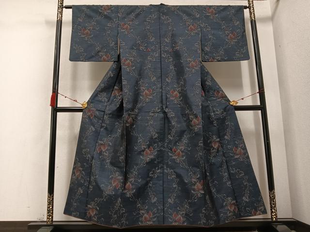 平和屋着物●本場大島紬　葡萄蔦の葉文　正絹　逸品　AABC4489ph