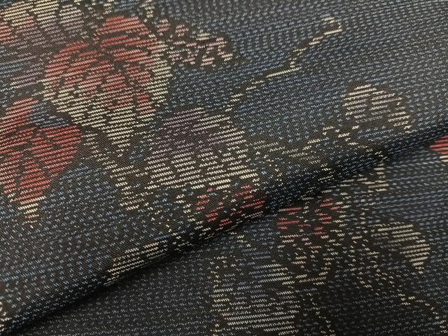 平和屋着物●本場大島紬　葡萄蔦の葉文　正絹　逸品　AABC4489ph
