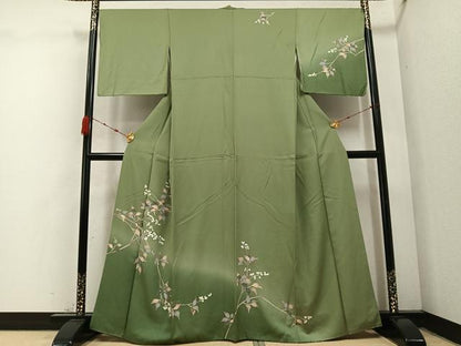 平和屋着物●訪問着 友禅 枝葉文 暈し染め 正絹 逸品 AABC4499ph