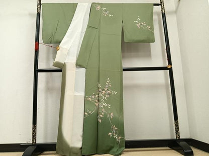 平和屋着物●訪問着 友禅 枝葉文 暈し染め 正絹 逸品 AABC4499ph