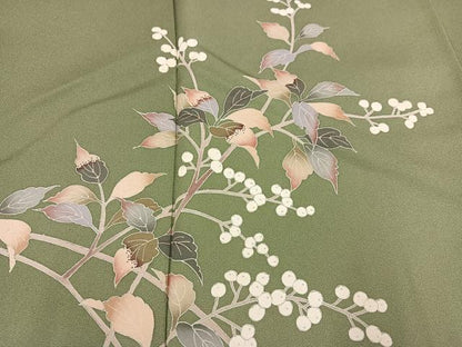 平和屋着物●訪問着 友禅 枝葉文 暈し染め 正絹 逸品 AABC4499ph