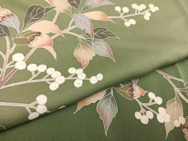 平和屋着物●訪問着 友禅 枝葉文 暈し染め 正絹 逸品 AABC4499ph
