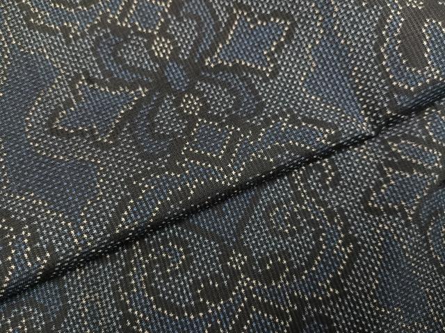 平和屋着物●本場大島紬 一元絣 花唐草文 正絹 逸品 AABC4508ph