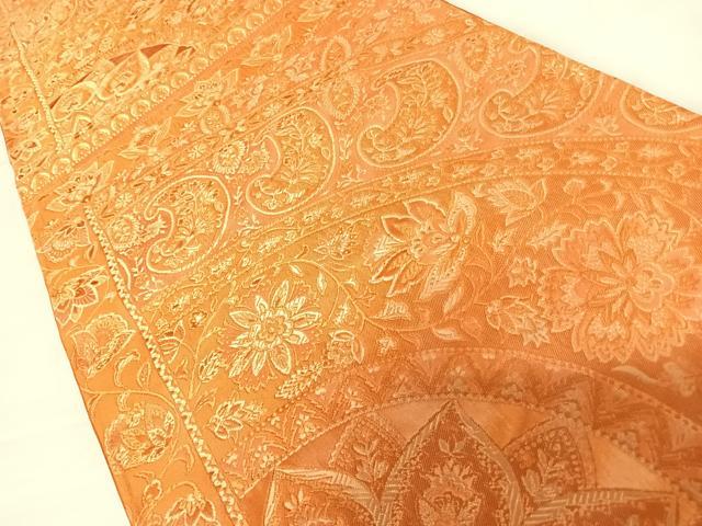 平和屋着物◎六通柄袋帯　更紗花文　正絹　逸品　AABC4525yx