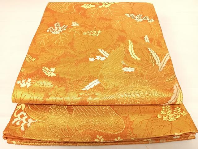 平和屋着物◎六通柄袋帯 唐織 花鳥文 金糸 正絹 逸品 AABC4528yx