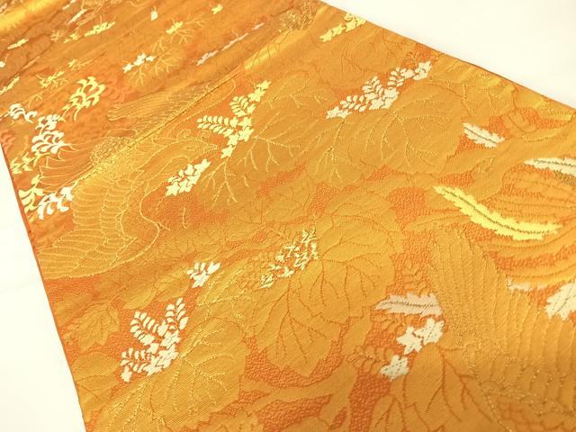 平和屋着物◎六通柄袋帯 唐織 花鳥文 金糸 正絹 逸品 AABC4528yx