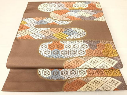 平和屋着物◎六通柄袋帯 唐織 吉祥文様 金糸 正絹 逸品 AABC4531yx