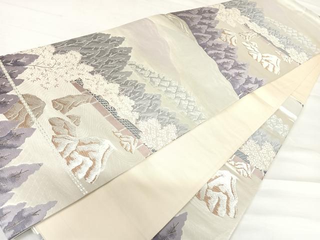 平和屋着物◎六通柄袋帯 唐織 風景文 金銀糸 正絹 逸品 AABC4557yx