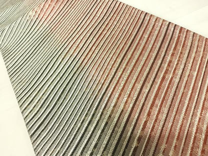 平和屋着物◎全通柄袋帯 斜縞 金銀糸 正絹 逸品 AABC4563yx