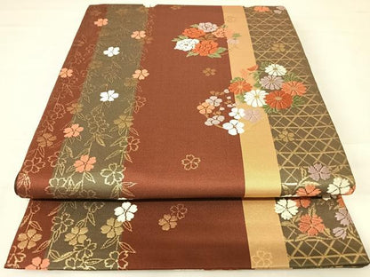 平和屋着物◎六通柄袋帯 唐織 花丸文 金糸 正絹 逸品 AABC4567yx