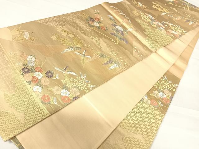 平和屋着物◎六通柄袋帯 唐織 花鳥文 金銀糸 正絹 逸品 AABC4572yx