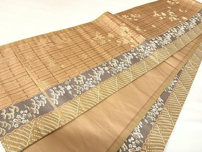 平和屋着物◎六通柄袋帯 宝尽くし枝松文 金糸 正絹 逸品 AABC4573yx
