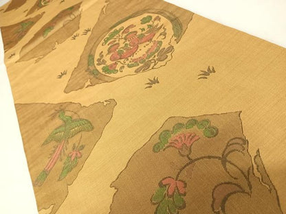 平和屋着物◎六通柄袋帯 花鳥文 正絹 逸品 AABC4577yx