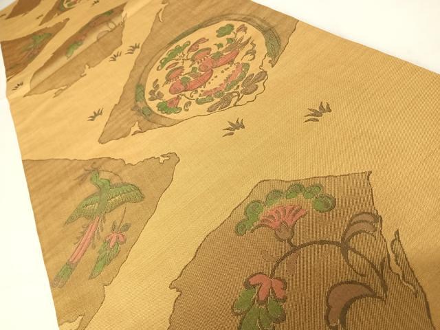 平和屋着物◎六通柄袋帯 花鳥文 正絹 逸品 AABC4577yx