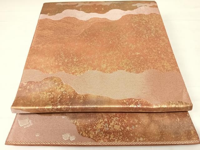 平和屋着物◎六通柄袋帯　道長花文　引箔　正絹　逸品　AABC4578yx