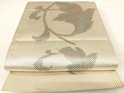 平和屋着物◎六通柄袋帯　唐草文　銀糸　金彩　正絹　逸品　AABC4583yx