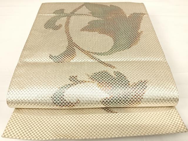 平和屋着物◎六通柄袋帯　唐草文　銀糸　金彩　正絹　逸品　AABC4583yx