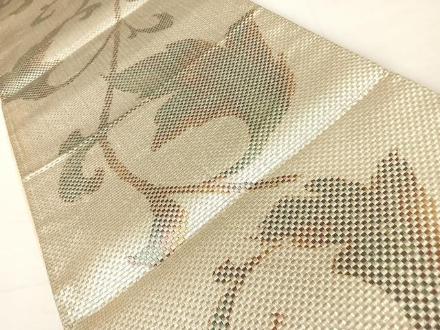 平和屋着物◎六通柄袋帯　唐草文　銀糸　金彩　正絹　逸品　AABC4583yx