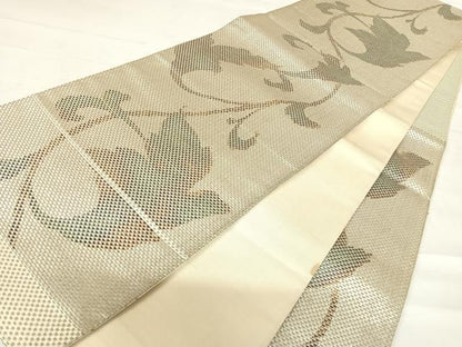 平和屋着物◎六通柄袋帯　唐草文　銀糸　金彩　正絹　逸品　AABC4583yx