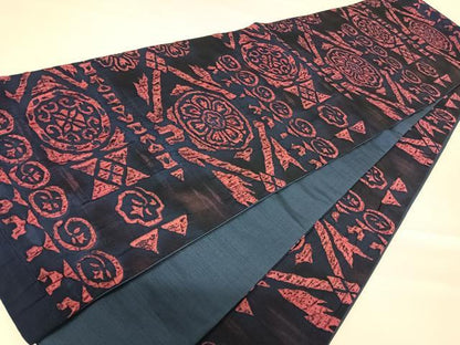 平和屋着物◎全通柄袋帯 ふくれ織 花菱文 正絹 逸品 AABC4585yx