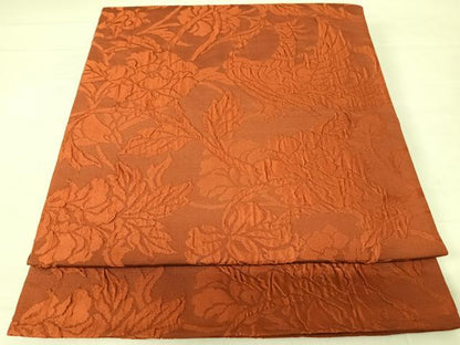 平和屋着物◎全通柄袋帯 ふくれ織 花鳥文 正絹 逸品 AABC4596yx
