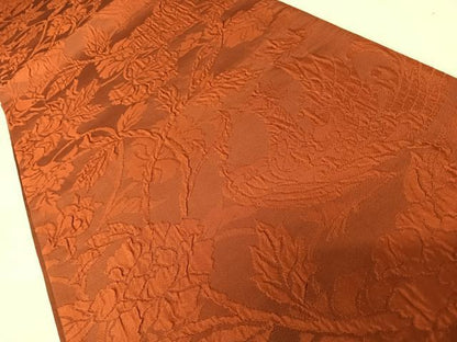 平和屋着物◎全通柄袋帯 ふくれ織 花鳥文 正絹 逸品 AABC4596yx