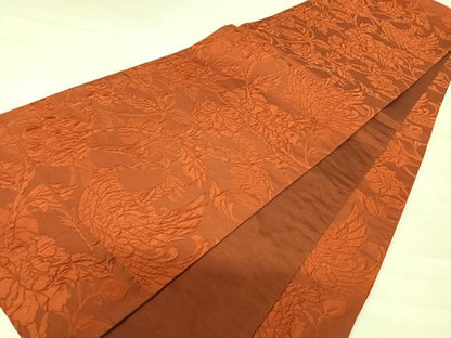平和屋着物◎全通柄袋帯 ふくれ織 花鳥文 正絹 逸品 AABC4596yx