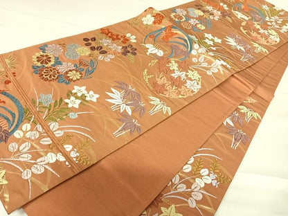 平和屋着物◎六通柄袋帯　唐織　花丸文　金糸　正絹　逸品　AABC4601yx