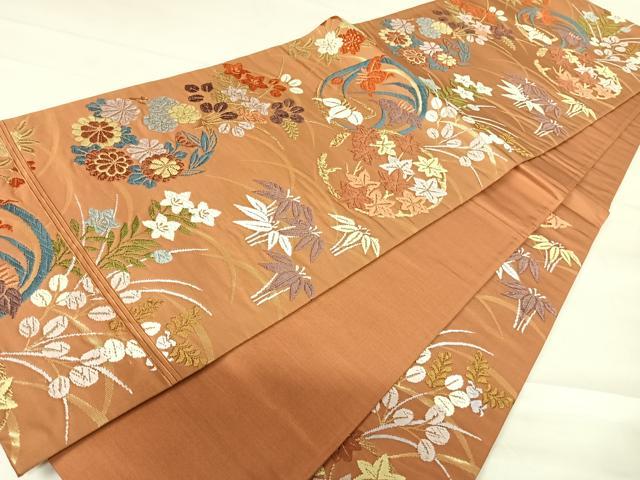 平和屋着物◎六通柄袋帯　唐織　花丸文　金糸　正絹　逸品　AABC4601yx