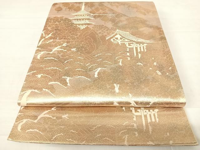 平和屋着物◎六通柄袋帯　京洛百景　東寺　金糸　正絹　逸品　AABC4628yx