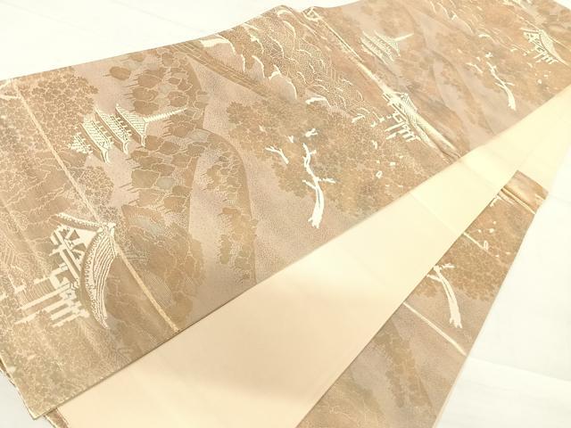 平和屋着物◎六通柄袋帯　京洛百景　東寺　金糸　正絹　逸品　AABC4628yx