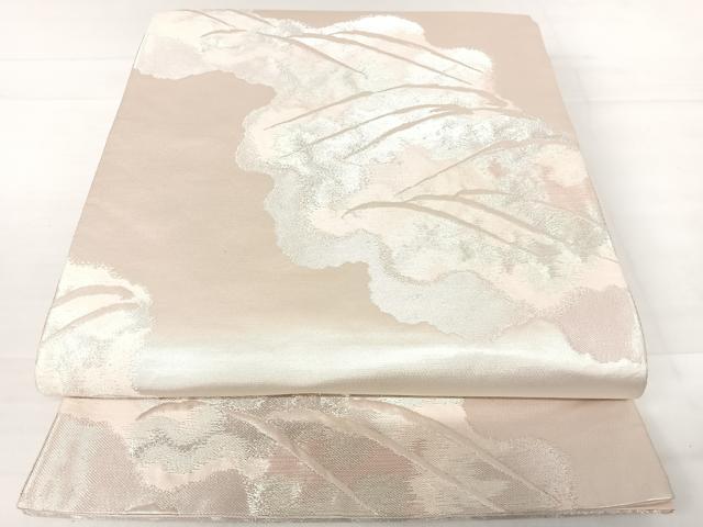 平和屋着物◎六通柄袋帯　道長文　銀糸　正絹　逸品　AABC4631yx