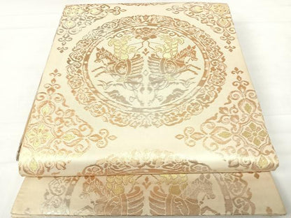 平和屋着物◎六通柄袋帯　狩猟丸文　金銀糸　正絹　逸品　AABC4633yx