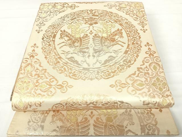 平和屋着物◎六通柄袋帯　狩猟丸文　金銀糸　正絹　逸品　AABC4633yx